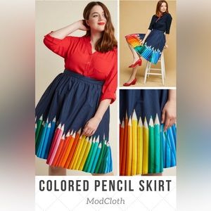 ModCloth colored pencil swing skirt (L)